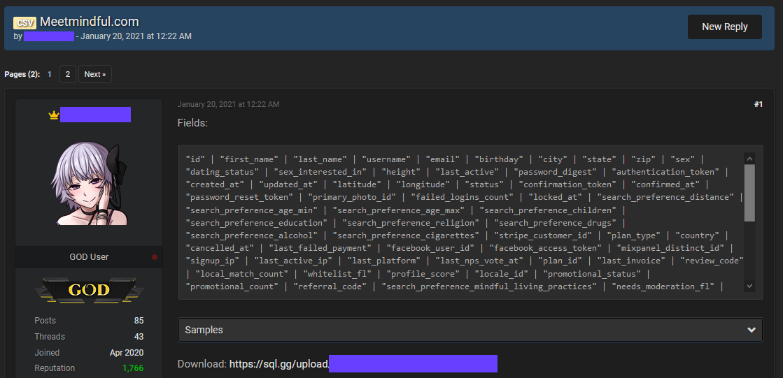 Hacker leaks data of 2.28 million dating site users